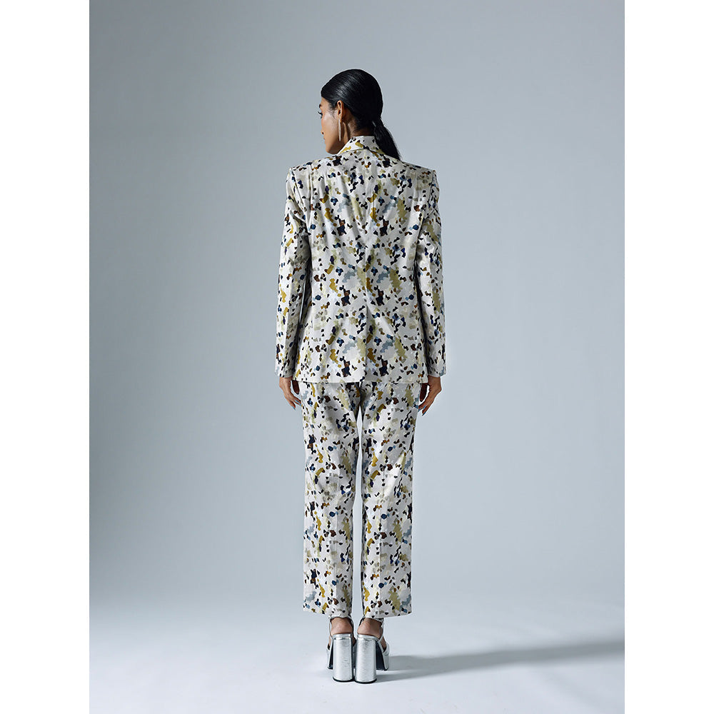 Klad Pixelated Grey Printed Blazer