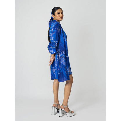 Klad Marbled Blue Slip Dress with Jacket (Set of 2)
