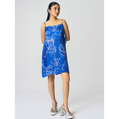 Klad Marbled Blue Slip Dress with Jacket (Set of 2)