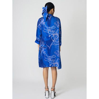 Klad Marbled Blue Slip Dress with Jacket (Set of 2)