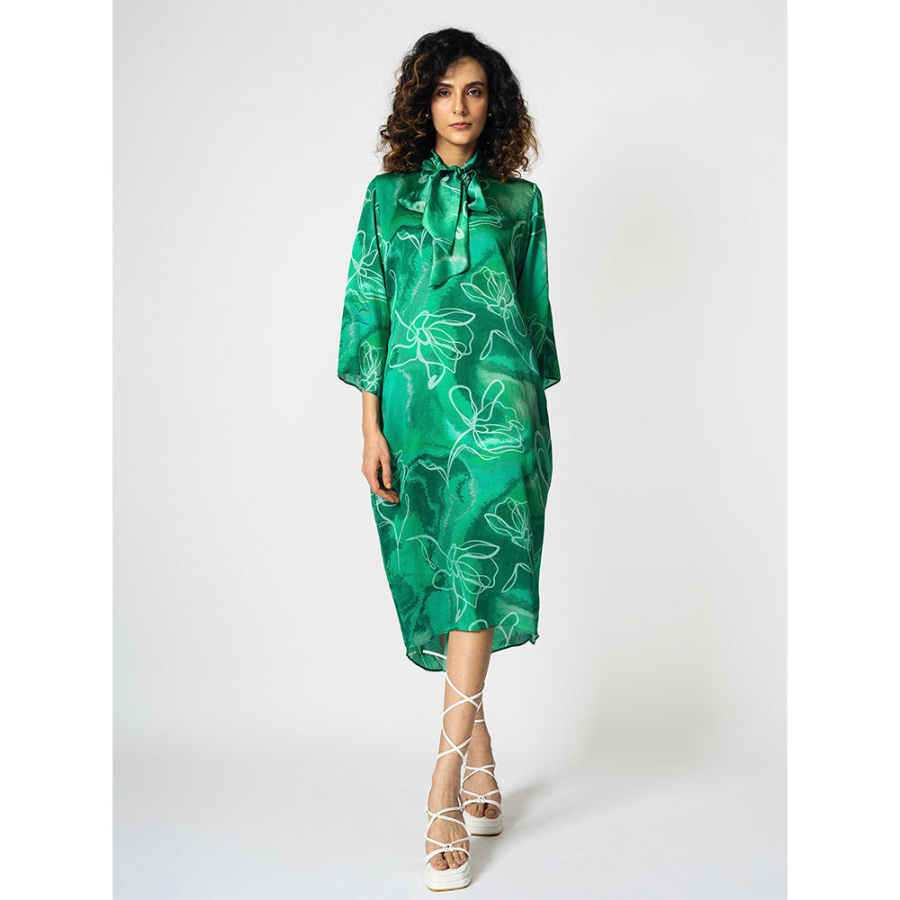 Klad Marbled Floral Print Dress with Scarf (Set of 2)