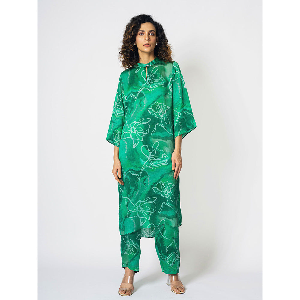 Klad Marbled Floral Mandarin Neck Co-Ord (Set of 3)