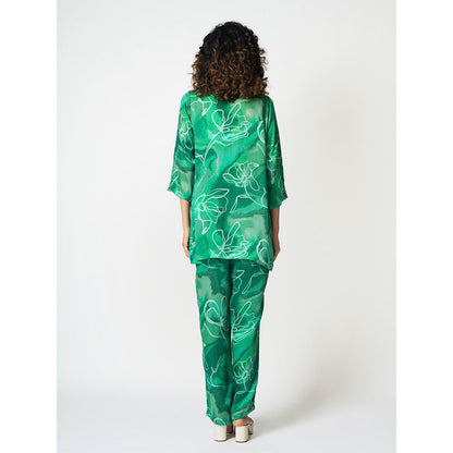 Klad Marbled Printed Co-Ord with Jacket and Belt (Set of 4)