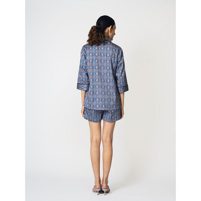 Klad Rhombus Grey Printed Collar Neck Shirt