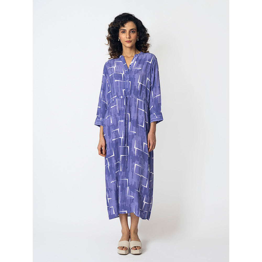 Klad Brick Lavender Drawstring Mandarin Neck Dress