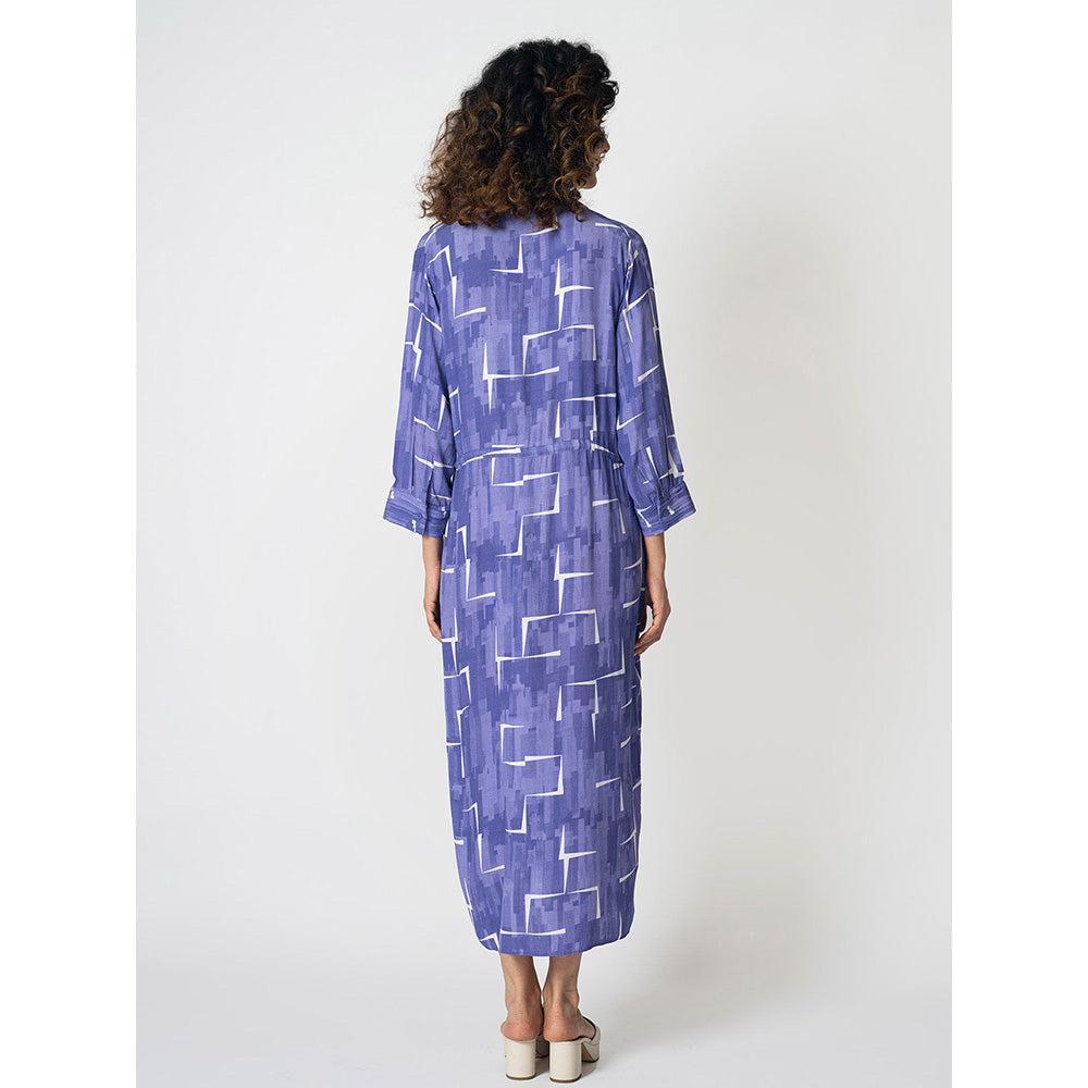 Klad Brick Lavender Drawstring Mandarin Neck Dress