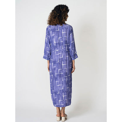 Klad Brick Lavender Drawstring Mandarin Neck Dress