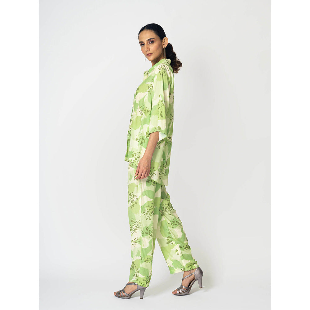 Klad Dots Lime Green Collar Neck Co-Ord (Set of 2)