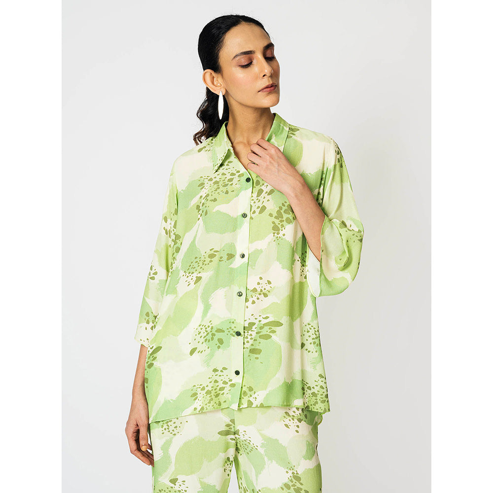 Klad Dots Lime Green Collar Neck Co-Ord (Set of 2)