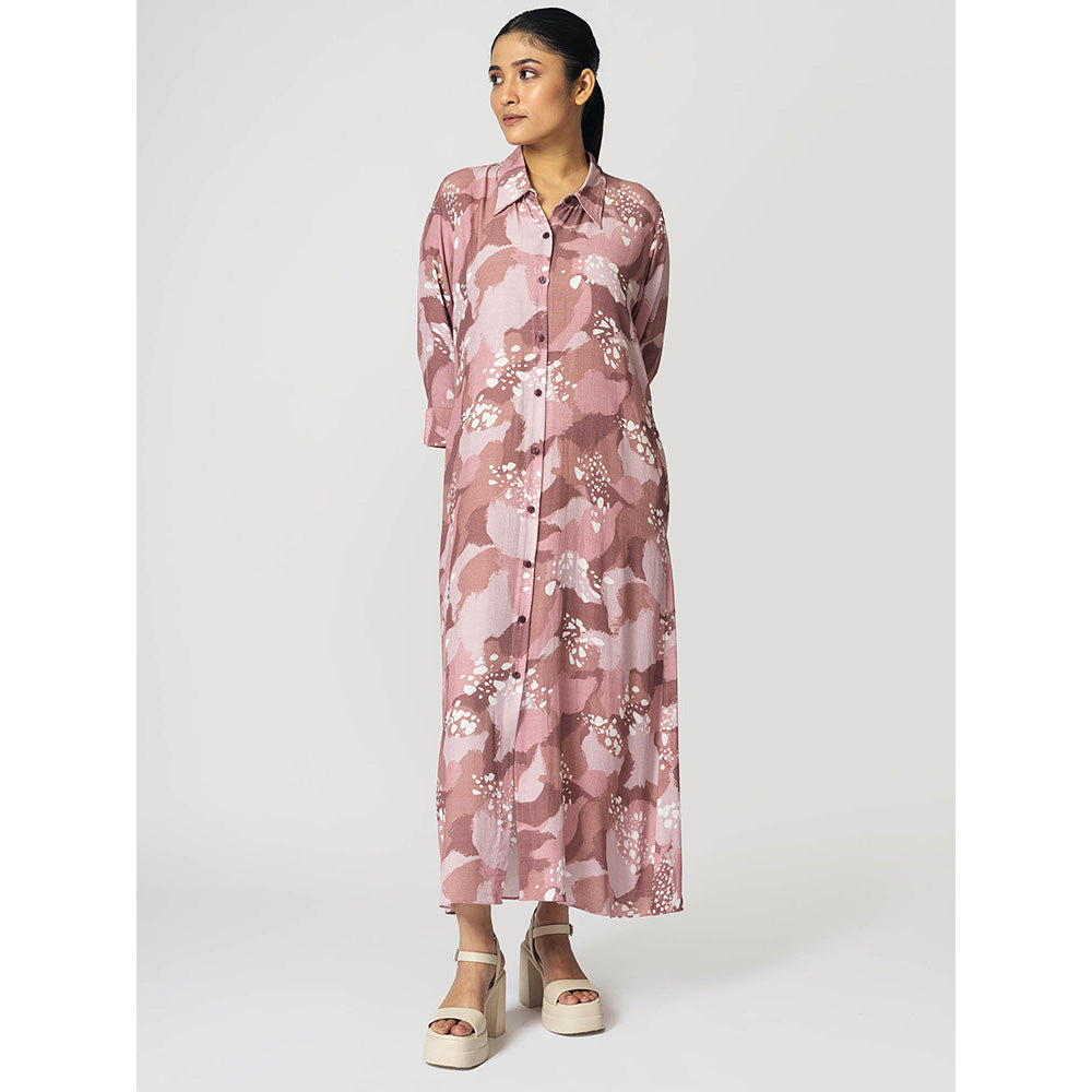 Klad Dots Long Collar Neck Maxi Dress with Belt (Set of 2)