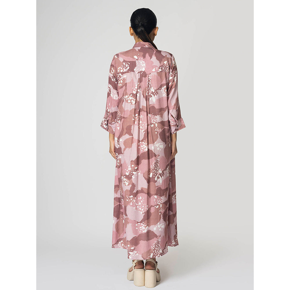 Klad Dots Long Collar Neck Maxi Dress with Belt (Set of 2)