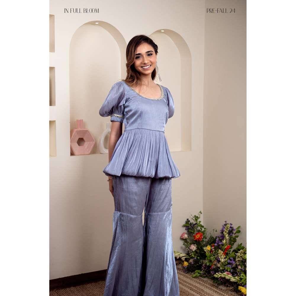 Kosha By Nilima Blue Bloom Co-Ord (Set of 2)
