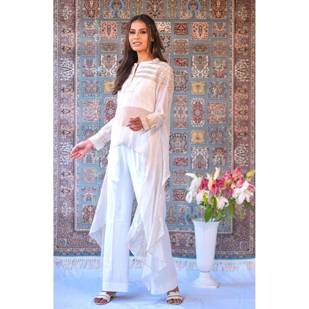 Kosha By Nilima Off White Chanderi Co-Ord (Set of 3)