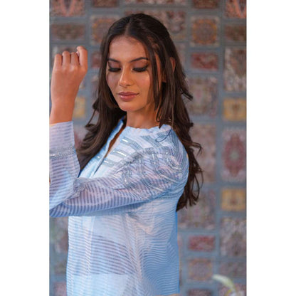 Kosha By Nilima Blue Chanderi Co-Ord (Set of 3)