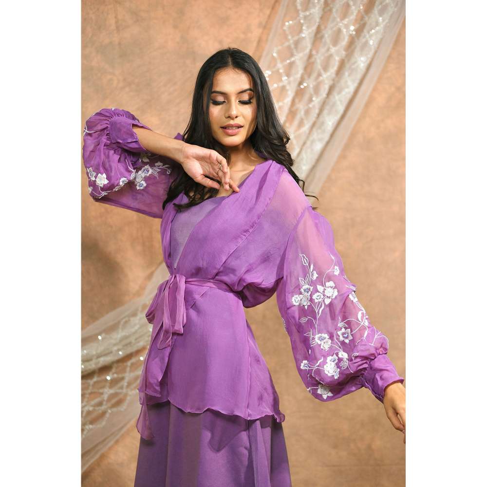 Kosha By Nilima Floral Lavender Cropped Jacket