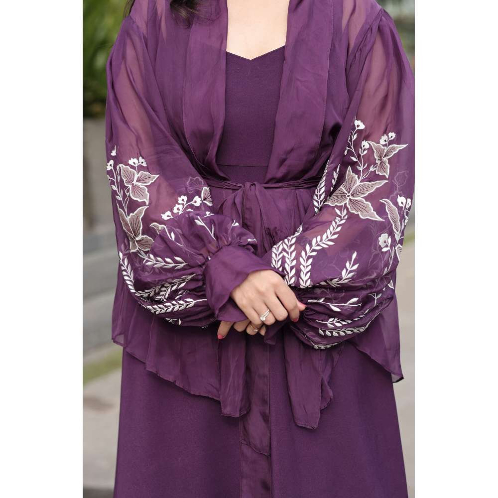 Kosha By Nilima Floral Purple Cropped Jacket