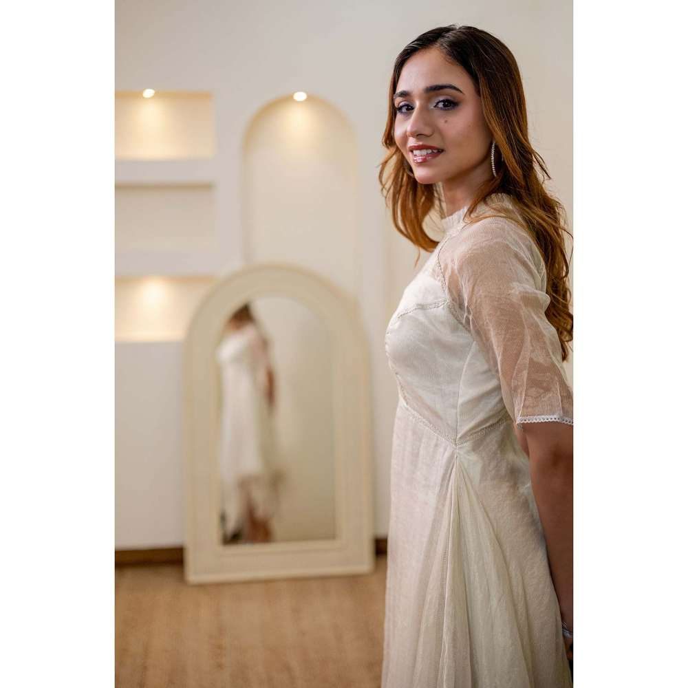 Kosha By Nilima Silver Lining Off White Dress