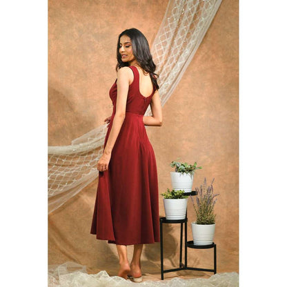 Kosha By Nilima Maroon Midi Dress