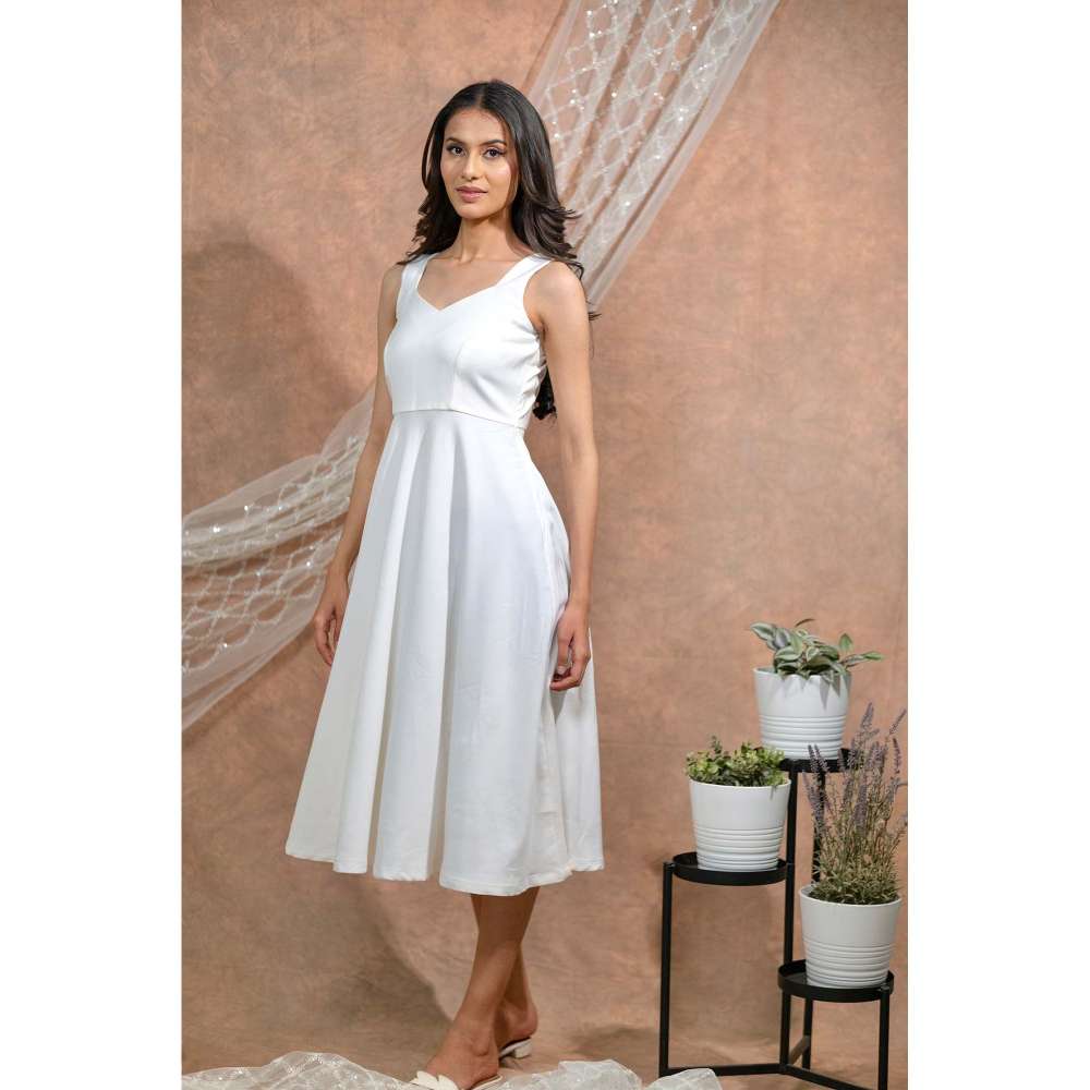 Kosha By Nilima White Midi Dress