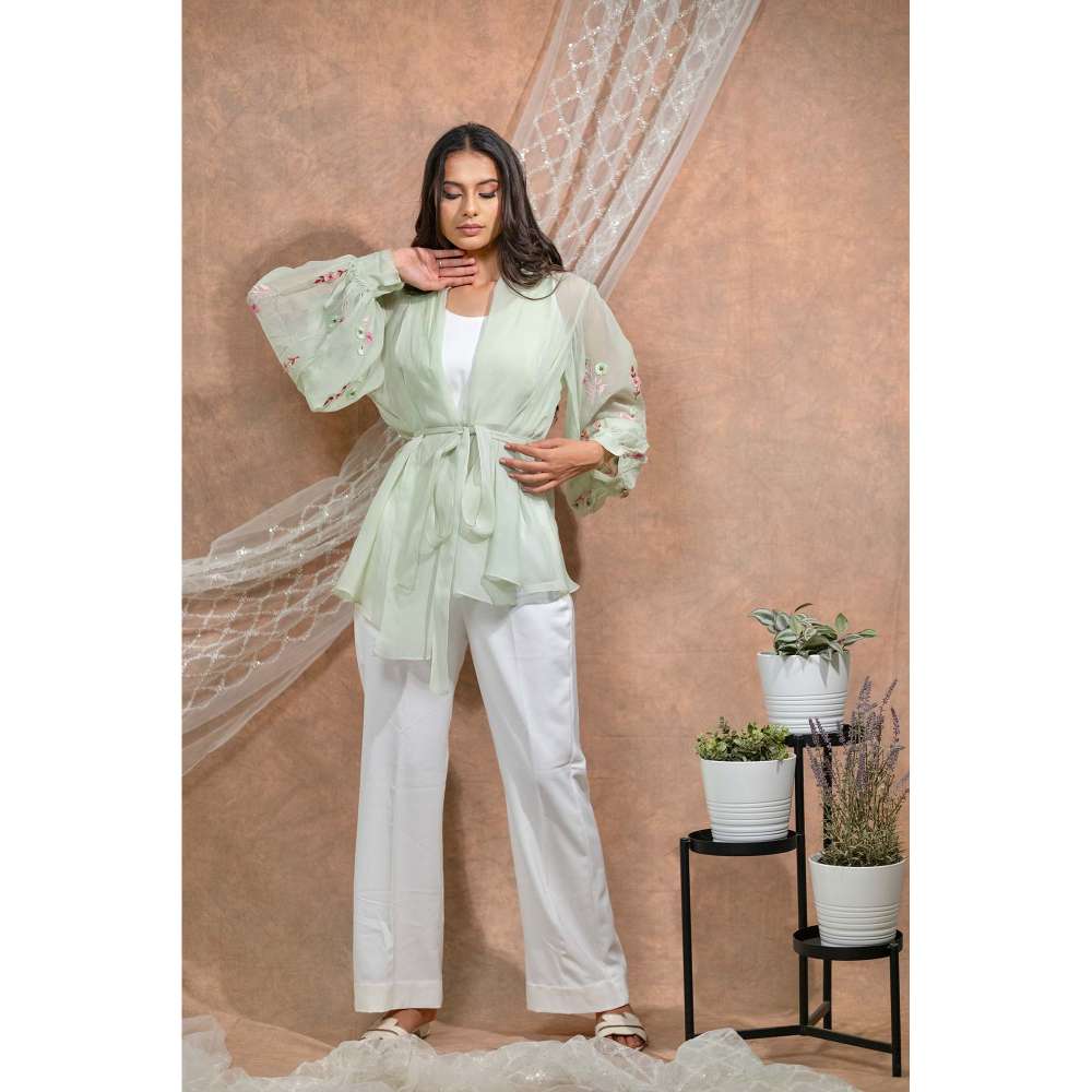 Kosha By Nilima Bloomed Mint Green Co-Ord (Set of 4)
