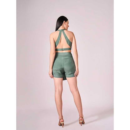 KOSWI Multi Coloured Print Jacket with Blouse and Skort (Set of 3)