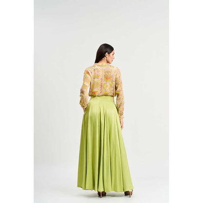 KOSWI Lime Green Geometric Print Shirt