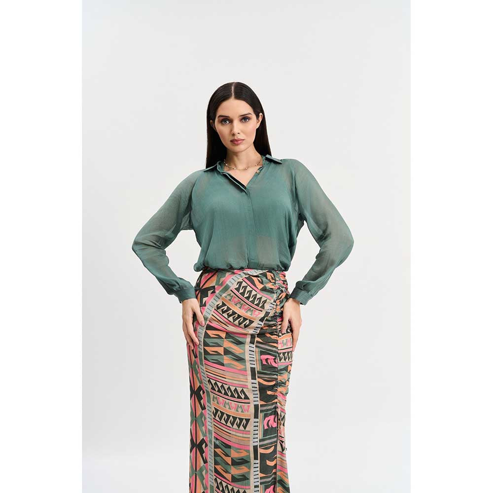 KOSWI Chalk Green Colour Shirt