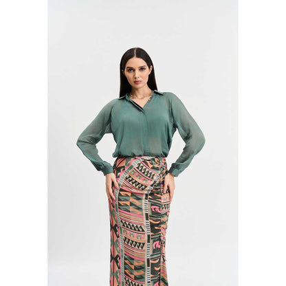 KOSWI Chalk Green Colour Shirt