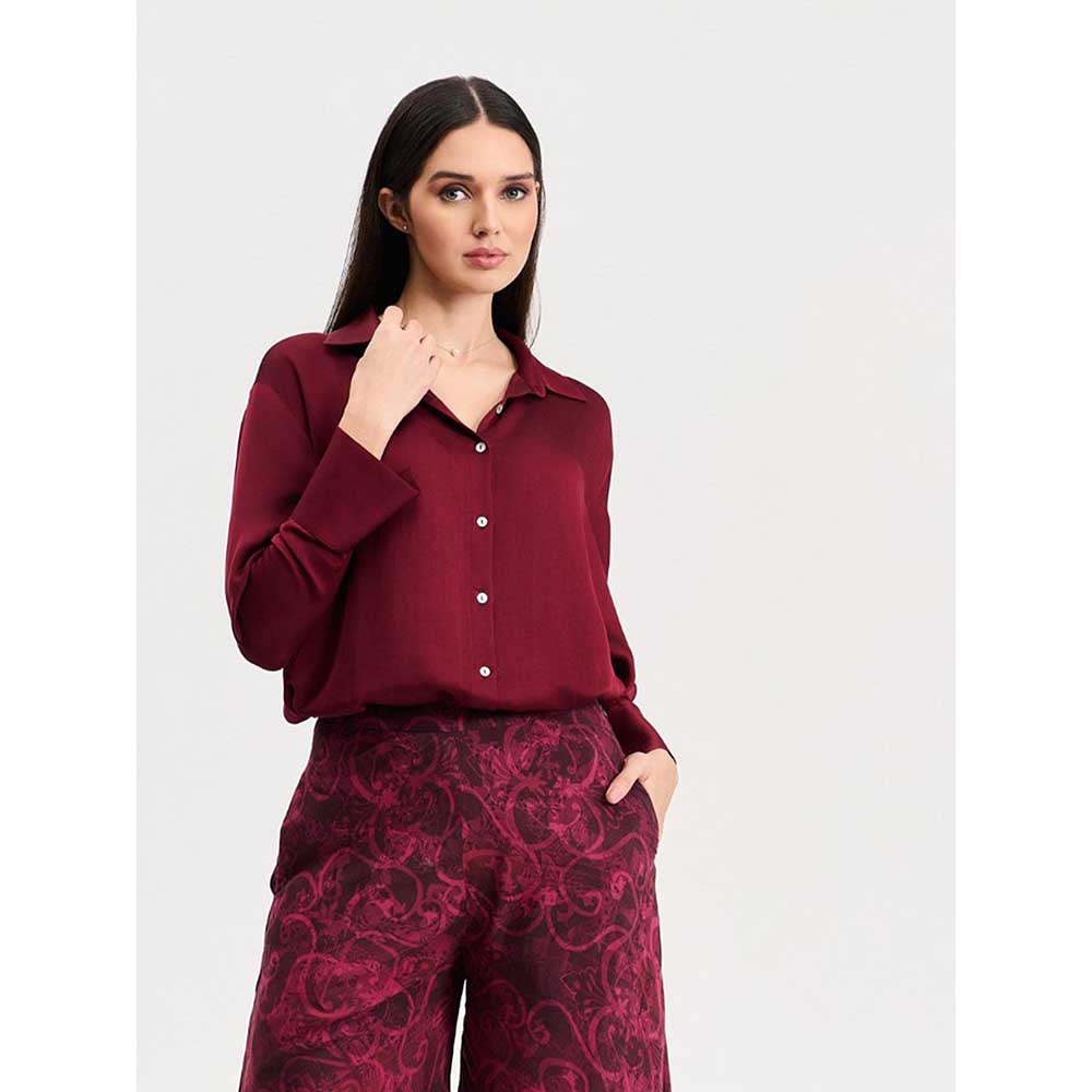 KOSWI Maroon Cherry Colour Shirt