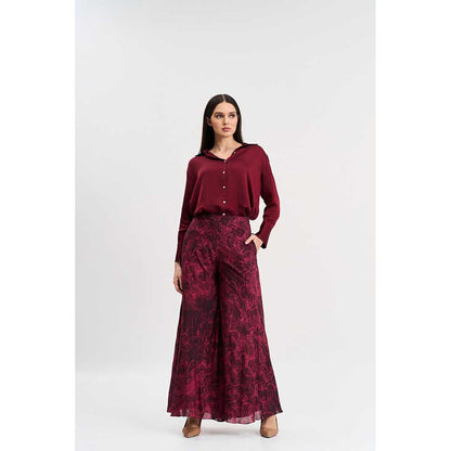 KOSWI Cherry Floral Print Flared Pant