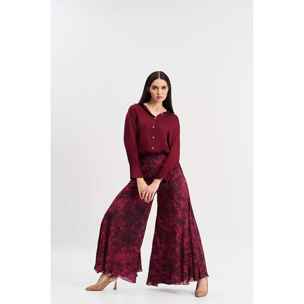 KOSWI Cherry Floral Print Flared Pant
