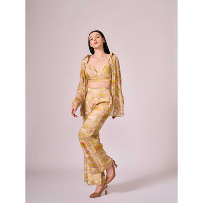 KOSWI Beige Geometric Print Wide Pant