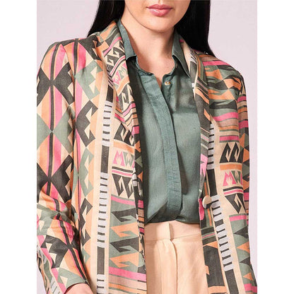 KOSWI Multi Coloured Geometric Print Jacket