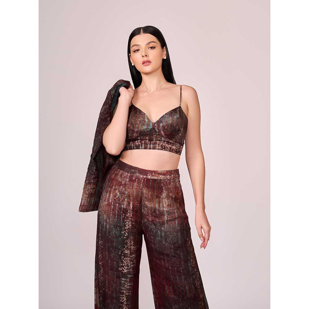 KOSWI Maroon Abstract Print Jacket