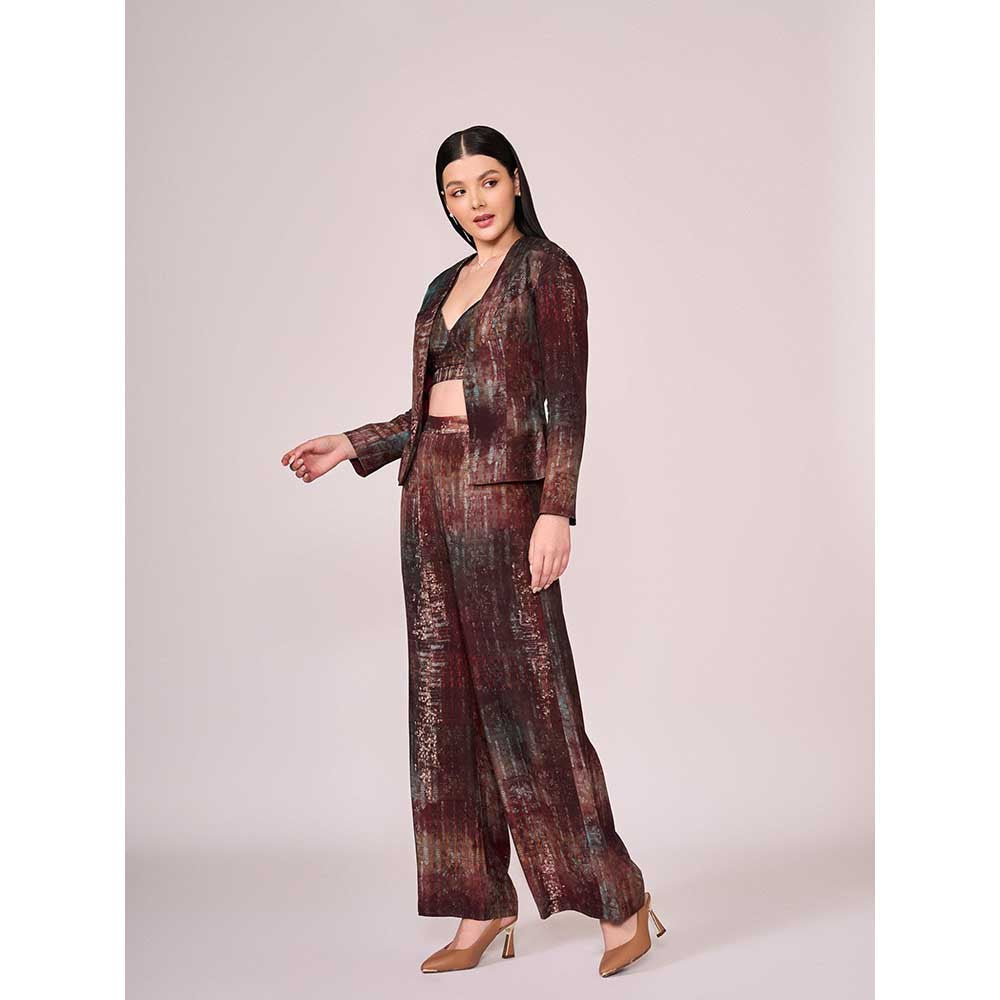 KOSWI Maroon Abstract Print Jacket
