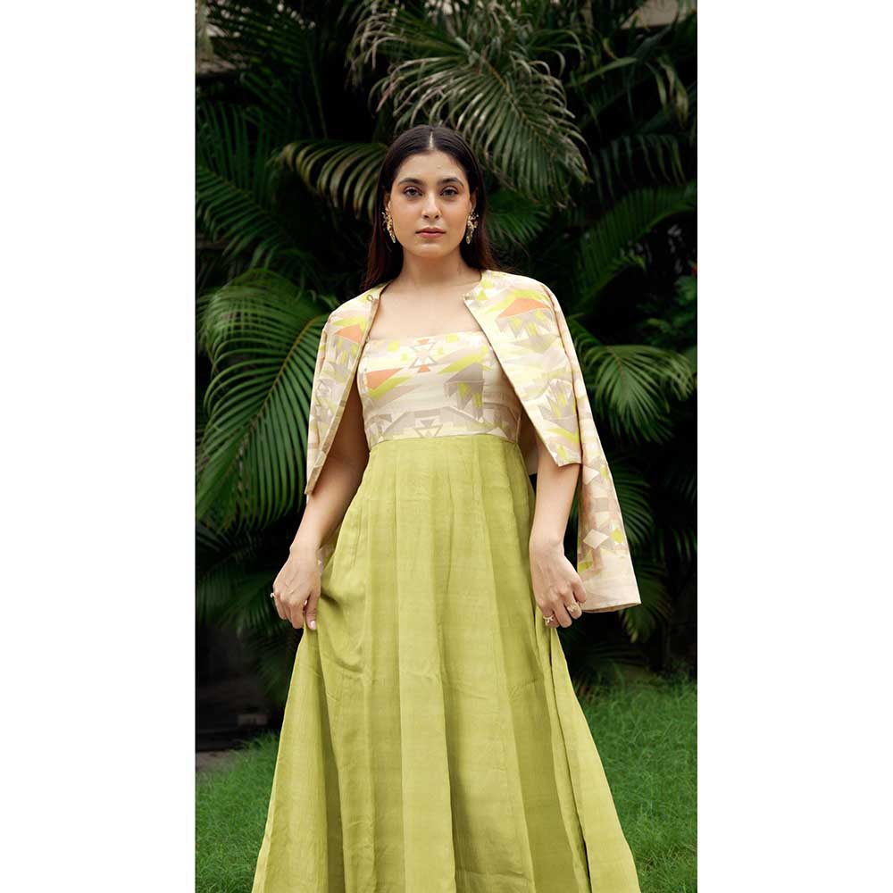 KOSWI Lime Green Geometric Print Jacket