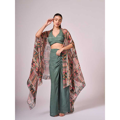 KOSWI Multi Coloured Geometric Print Cape