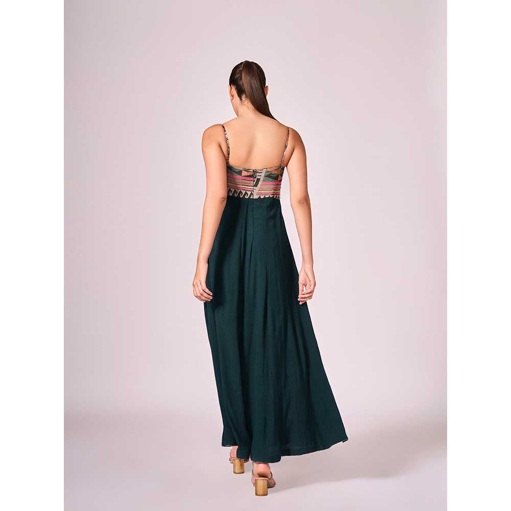 KOSWI Green Geometric Print Maxi Dress