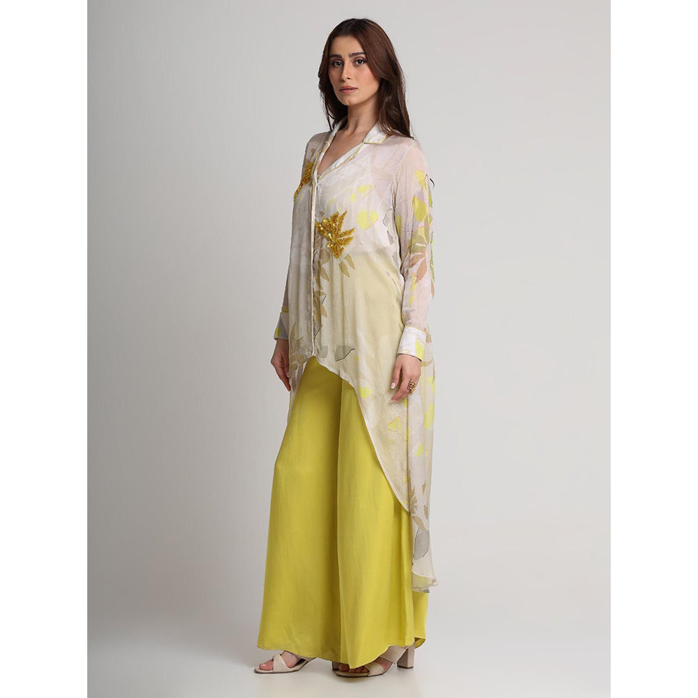 KOSWI Beige Neon Floral Print Shirt