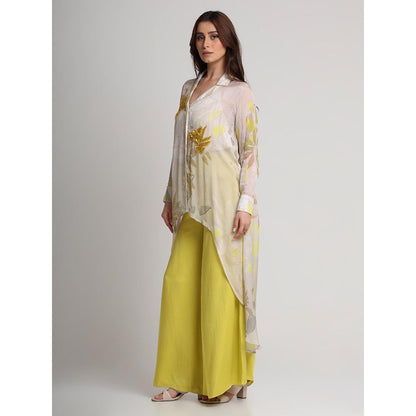 KOSWI Beige Neon Floral Print Shirt