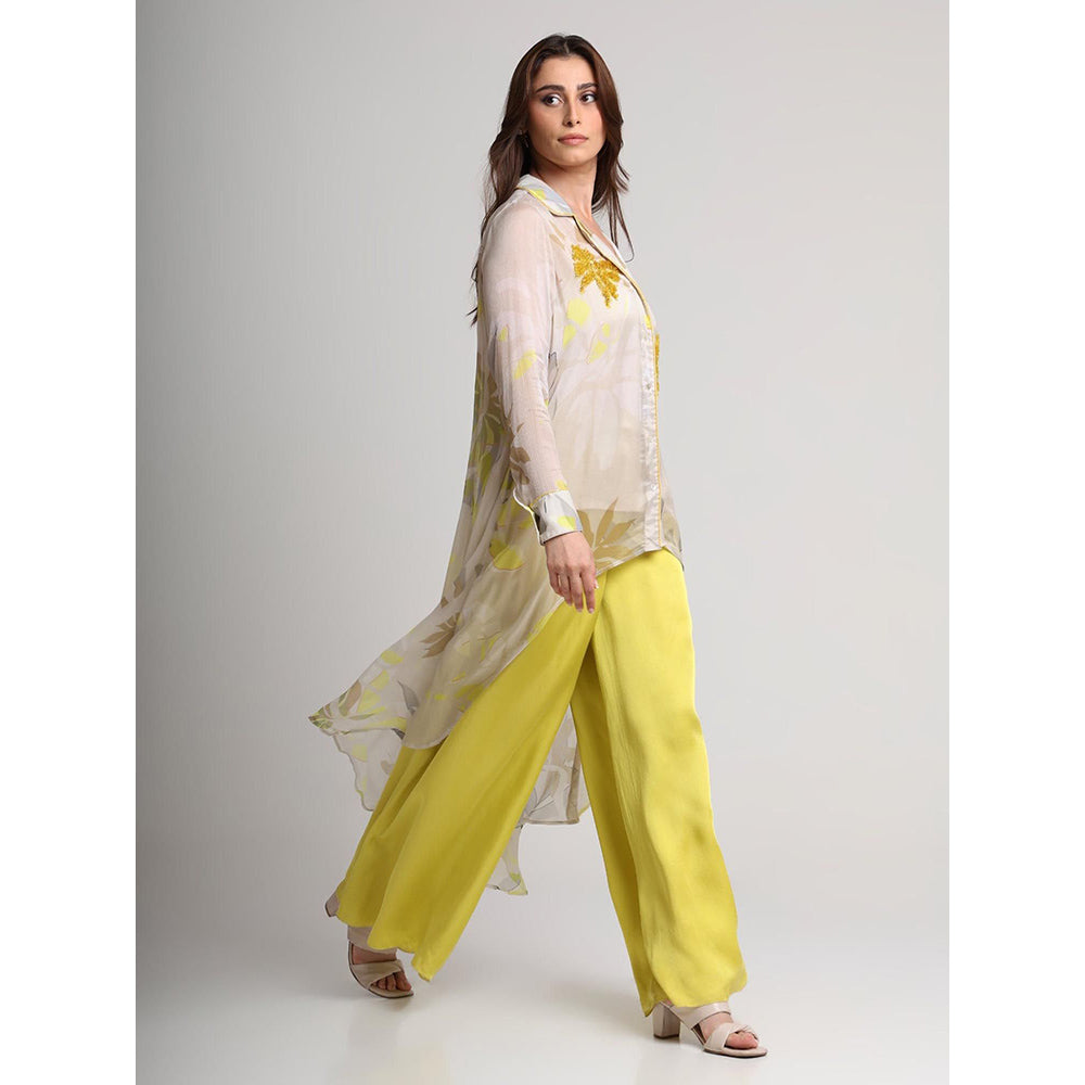 KOSWI Beige Neon Floral Print Shirt