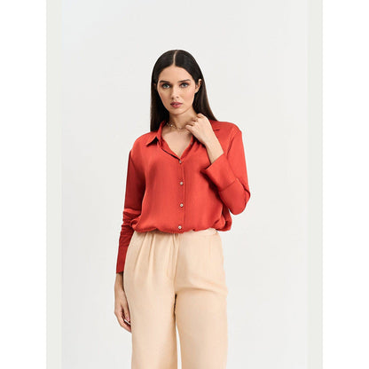 KOSWI Rust Solid Full Sleeves Shirt