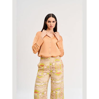 KOSWI Orange Solid Full Sleeves Shirt