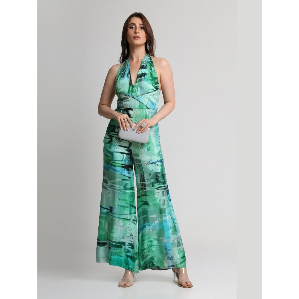 KOSWI Green Geometric Art Print Jumpsuit