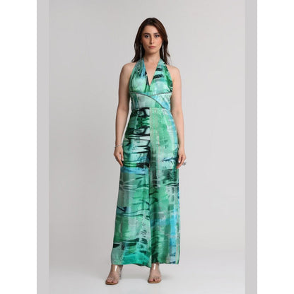 KOSWI Green Geometric Art Print Jumpsuit
