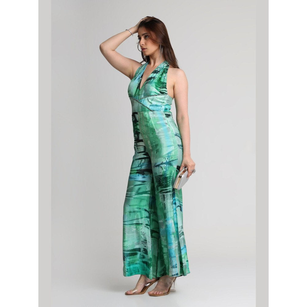 KOSWI Green Geometric Art Print Jumpsuit