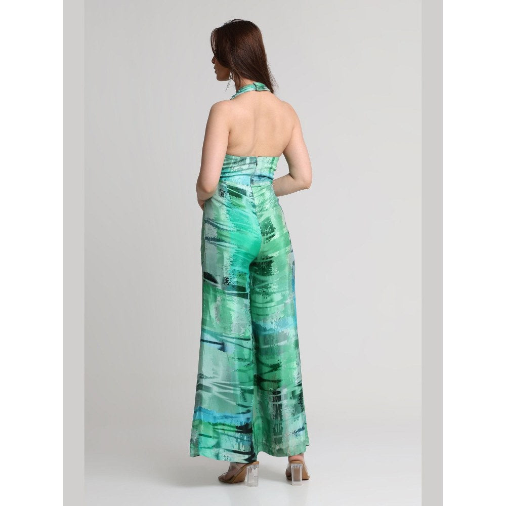 KOSWI Green Geometric Art Print Jumpsuit