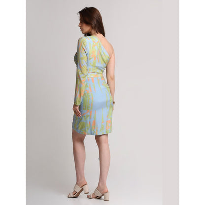 KOSWI Green Blue Abstract Print Skirt
