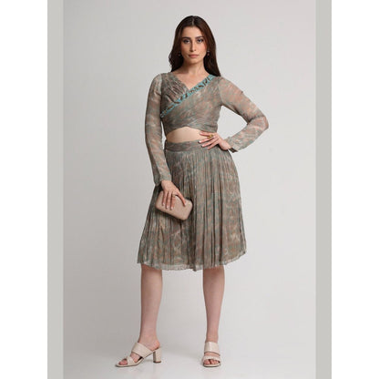 KOSWI Pearl Mouse Grey Abstract Print Skirt