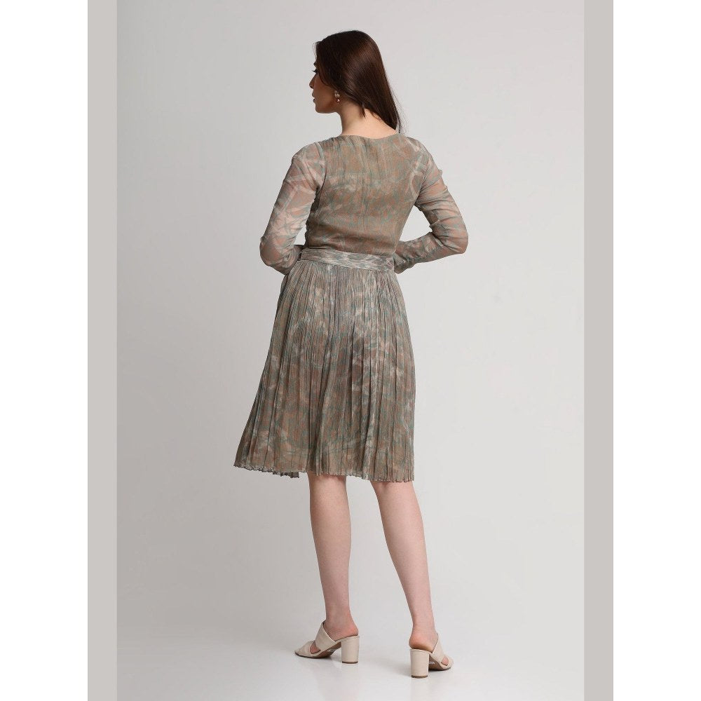 KOSWI Pearl Mouse Grey Abstract Print Skirt